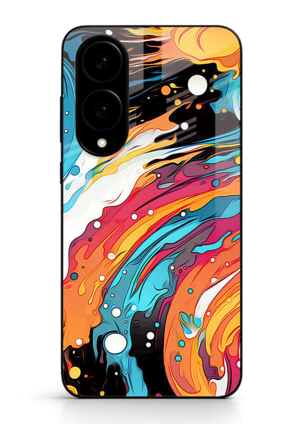 Cosmic Paint Splash vibrant abstract pattern Samsung S25 Edge glass back cover