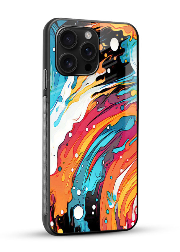 Cosmic Paint Splash vibrant abstract pattern glossy vibrant premium glass back cover - Angle Side