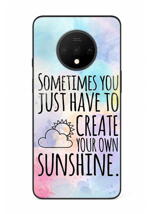 Sunny daisy artwork printed on OnePlus 7T glass back cover with cheerful uplifting tones.