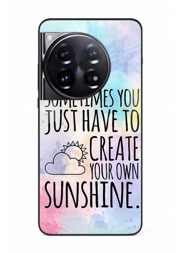 Sunny daisy artwork printed on OnePlus 12 glass back cover with cheerful uplifting tones.
