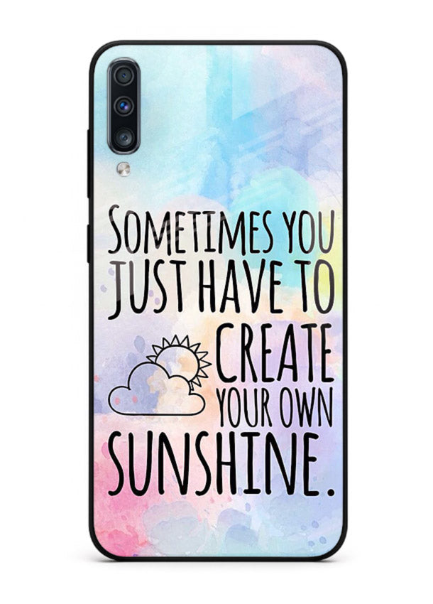 Sunny daisy artwork printed on Samsung A50 glass back cover with cheerful uplifting tones.
