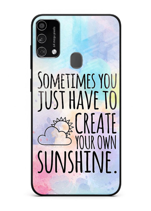 Sunny daisy artwork printed on Samsung F41 glass back cover with cheerful uplifting tones.