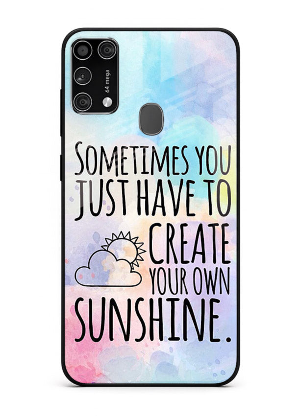 Sunny daisy artwork printed on Samsung M31 Prime glass back cover with cheerful uplifting tones.