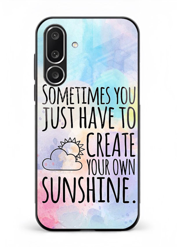 Sunny daisy artwork printed on Samsung F56 5G glass back cover with cheerful uplifting tones.