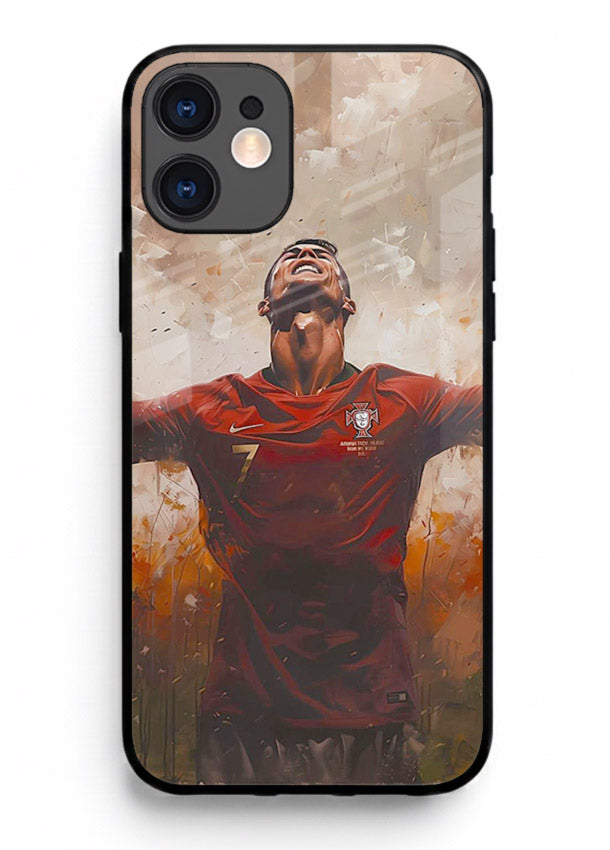 Football celebration artwork printed on glossy tempered glass iPhone 12 Mini back cover