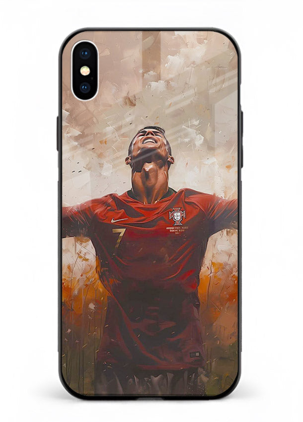 Football celebration artwork printed on glossy tempered glass iPhone XS Max back cover