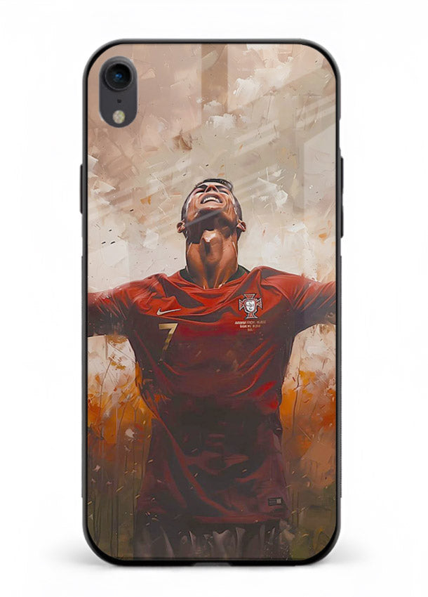 Football celebration artwork printed on glossy tempered glass iPhone XR back cover