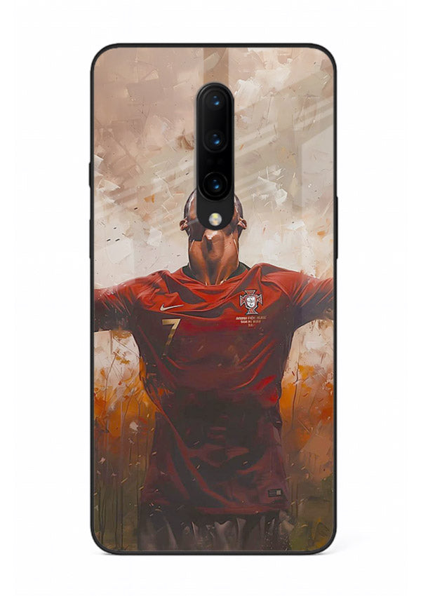 Football celebration artwork printed on glossy tempered glass OnePlus 8 back cover
