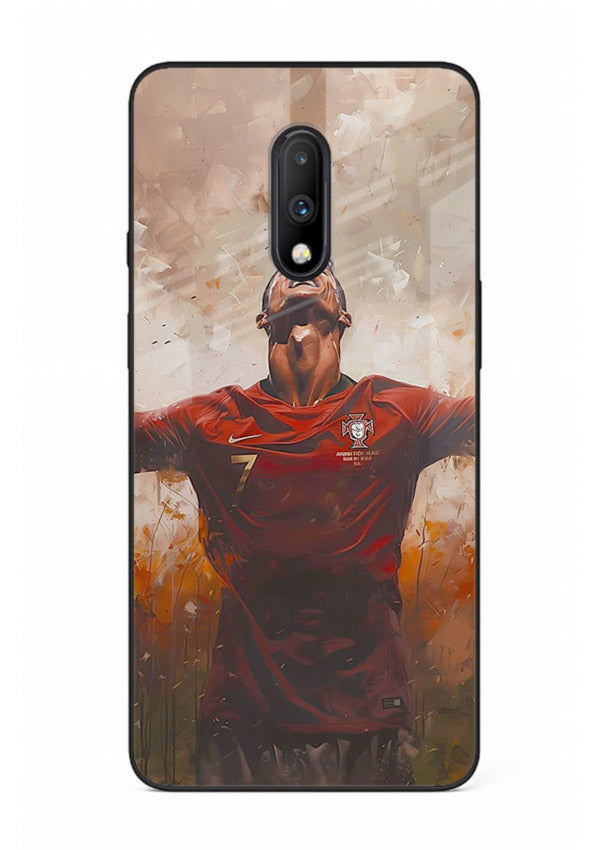 Football celebration artwork printed on glossy tempered glass OnePlus 7 back cover