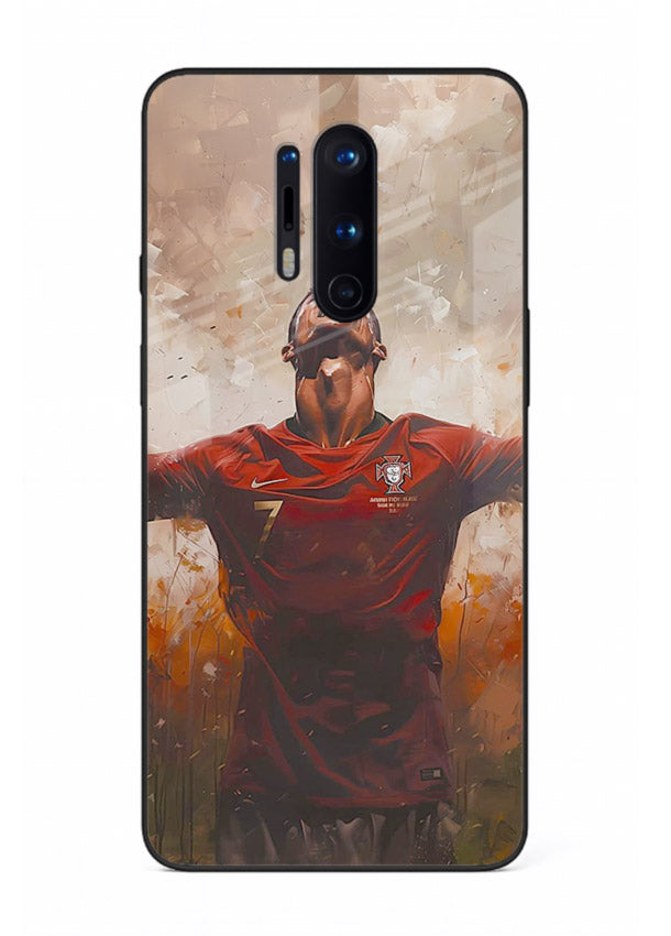 Football celebration artwork printed on glossy tempered glass OnePlus 8 Pro back cover