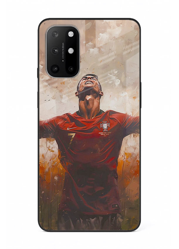 Football celebration artwork printed on glossy tempered glass OnePlus 8T back cover