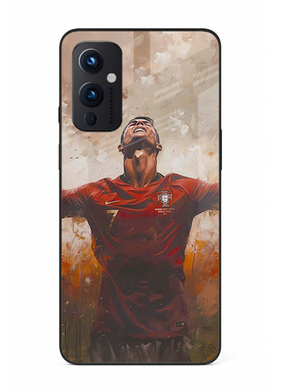 Football celebration artwork printed on glossy tempered glass OnePlus 9 Pro back cover