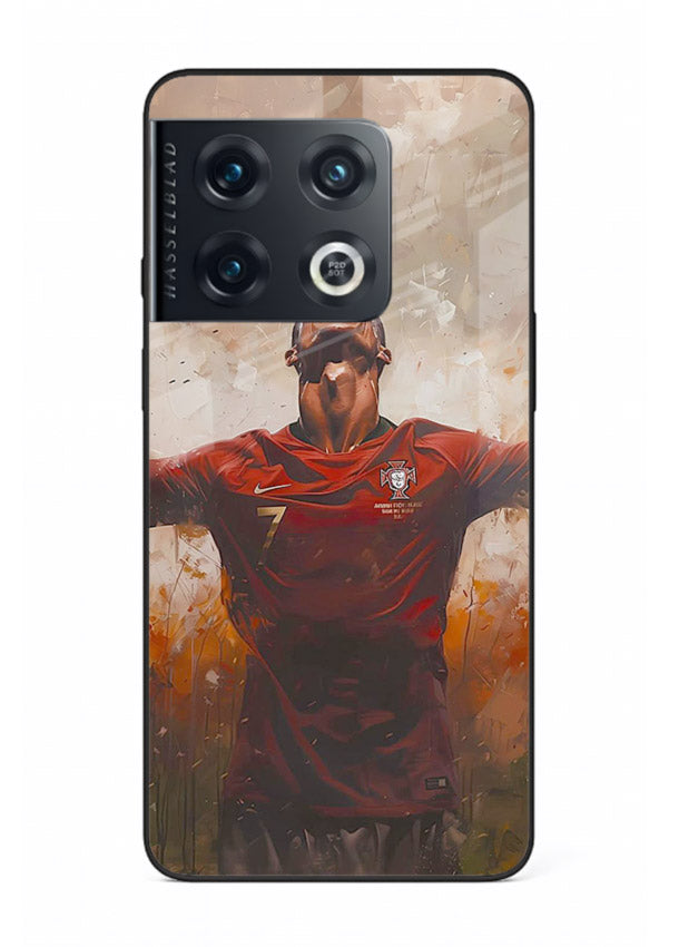 Football celebration artwork printed on glossy tempered glass OnePlus 10 Pro back cover