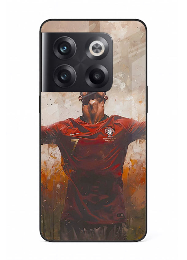Football celebration artwork printed on glossy tempered glass OnePlus 10T back cover