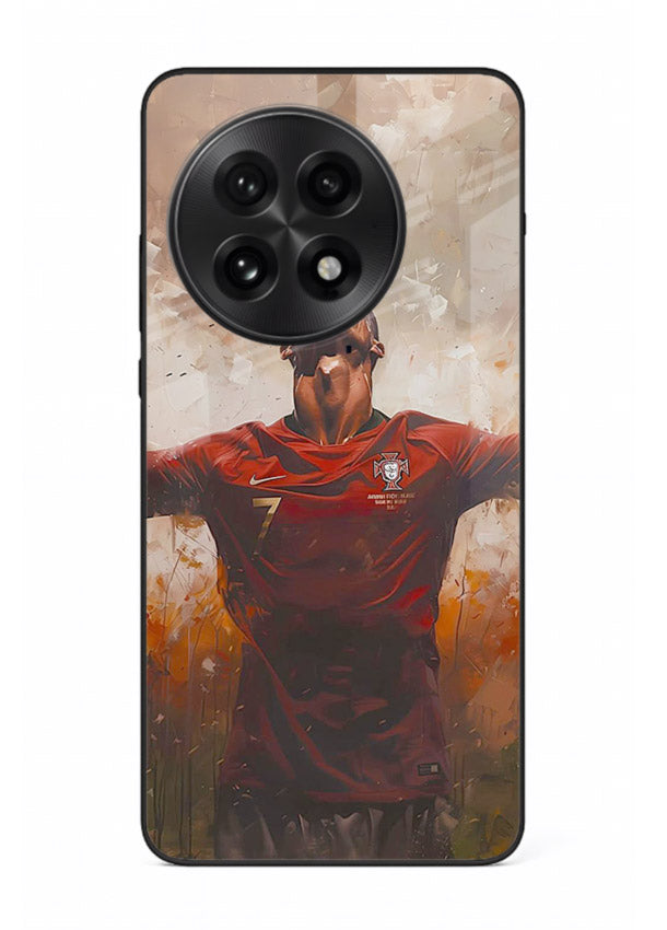 Football celebration artwork printed on glossy tempered glass OnePlus 13 back cover