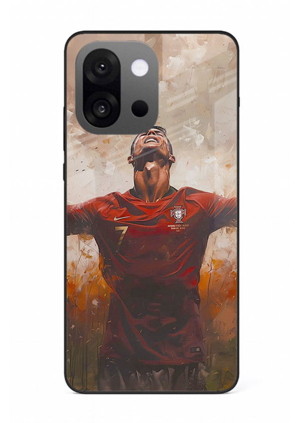 Football celebration artwork printed on glossy tempered glass OnePlus 13s back cover