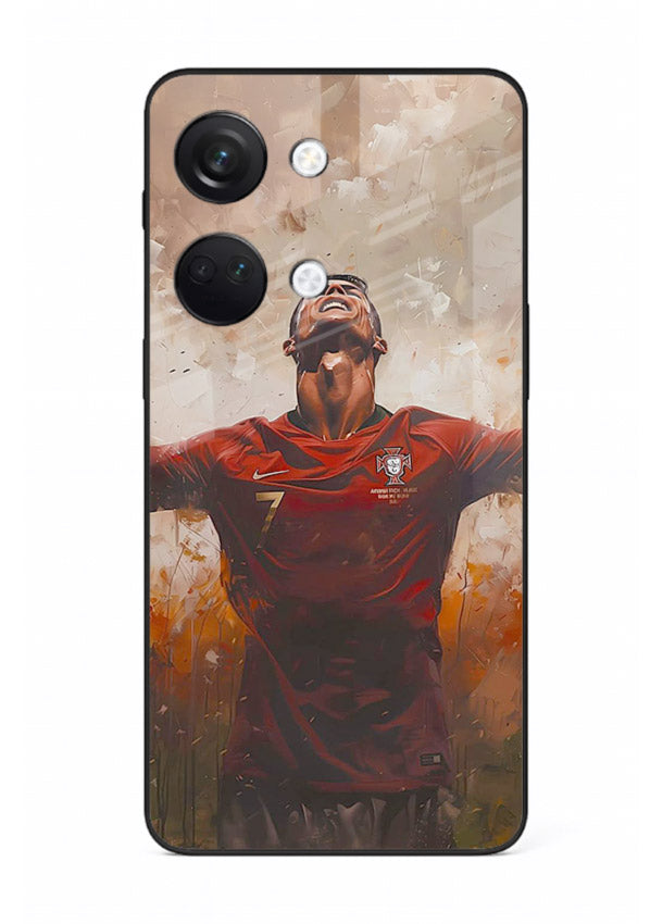 Football celebration artwork printed on glossy tempered glass OnePlus Nord 3 back cover