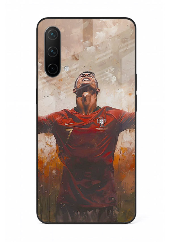 Football celebration artwork printed on glossy tempered glass OnePlus Nord CE 5G back cover