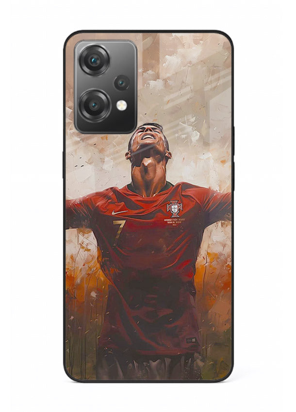 Football celebration artwork printed on glossy tempered glass OnePlus Nord CE2 Lite 5G back cover