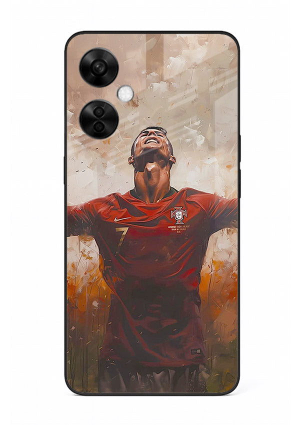 Football celebration artwork printed on glossy tempered glass OnePlus Nord CE3 Lite back cover