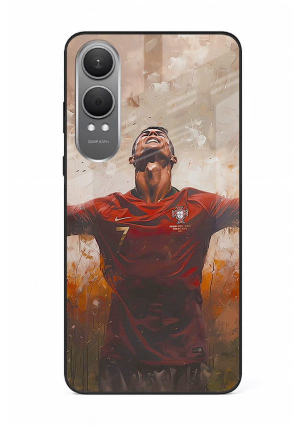 Football celebration artwork printed on glossy tempered glass OnePlus Nord CE4 Lite back cover