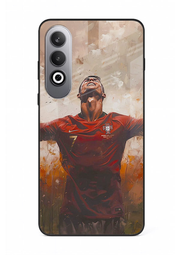Football celebration artwork printed on glossy tempered glass OnePlus Nord CE4 back cover