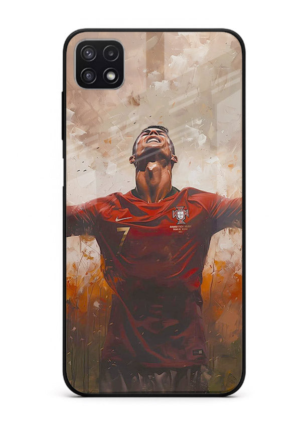 Football celebration artwork printed on glossy tempered glass Samsung A22 5G back cover