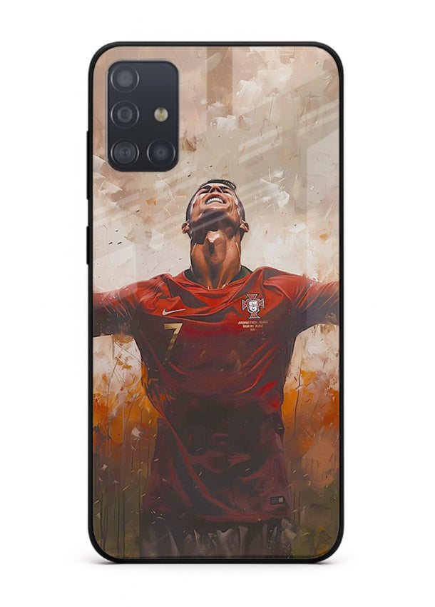Football celebration artwork printed on glossy tempered glass Samsung A71 back cover