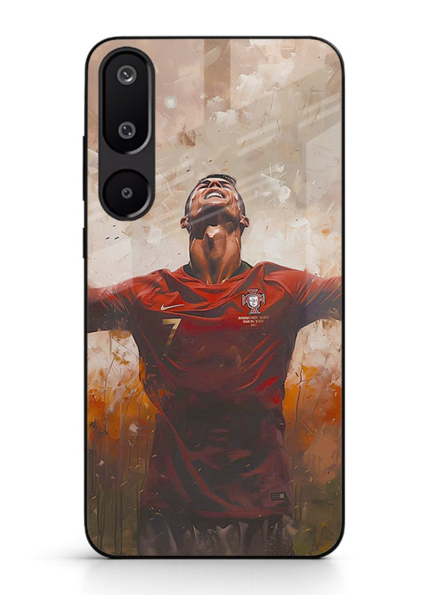 Football celebration artwork printed on glossy tempered glass Samsung M16 5G back cover
