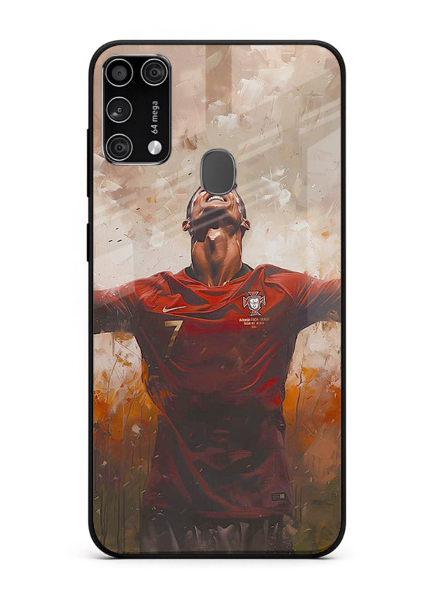 Football celebration artwork printed on glossy tempered glass Samsung M31 Prime back cover