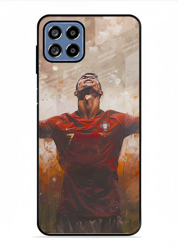 Football celebration artwork printed on glossy tempered glass Samsung A22 4G back cover