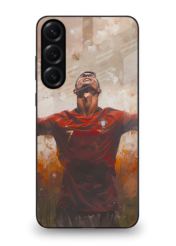 Football celebration artwork printed on glossy tempered glass Samsung S23 Plus back cover
