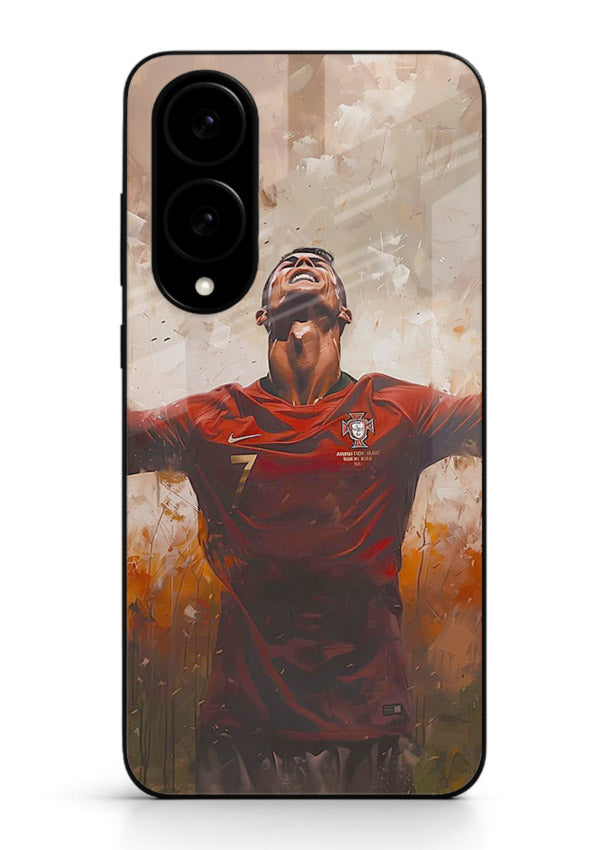 Football celebration artwork printed on glossy tempered glass Samsung S25 Edge back cover