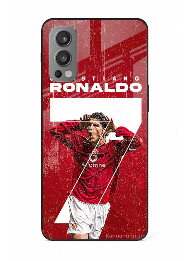Red Ronaldo poster artwork on glossy tempered glass OnePlus Nord 2 back cover