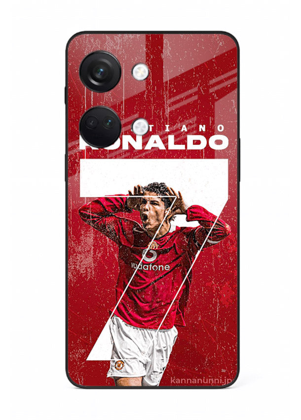 Red Ronaldo poster artwork on glossy tempered glass OnePlus Nord 3 back cover