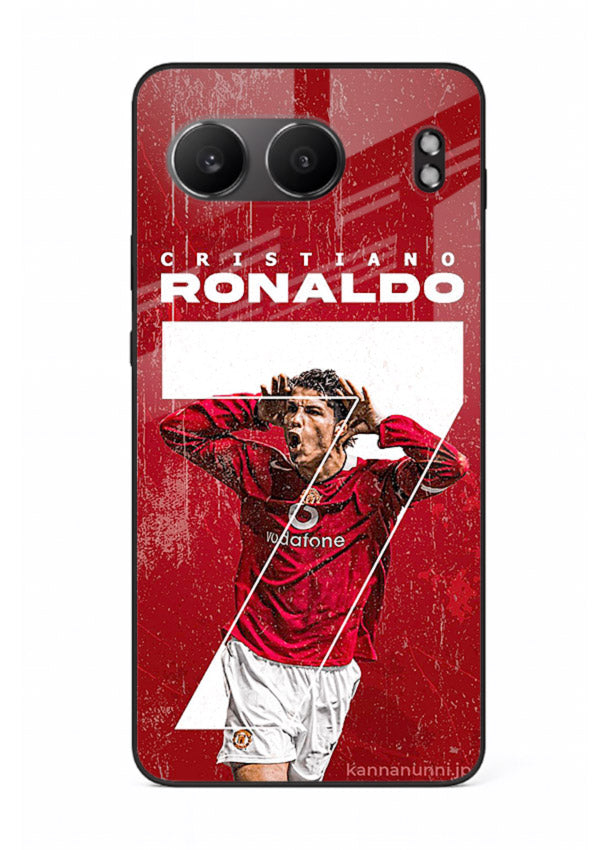 Red Ronaldo poster artwork on glossy tempered glass OnePlus Nord 4 back cover