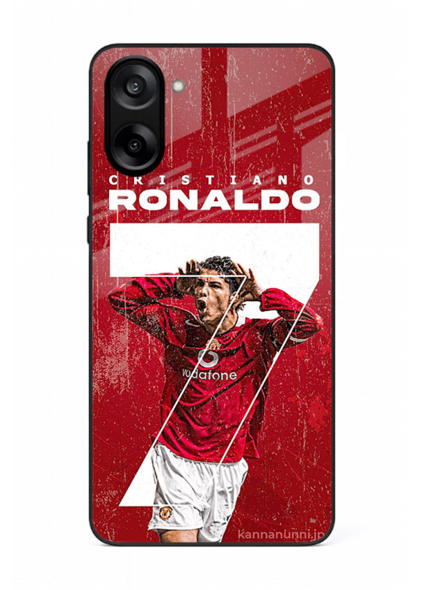 Red Ronaldo poster artwork on glossy tempered glass OnePlus Nord CE5 back cover