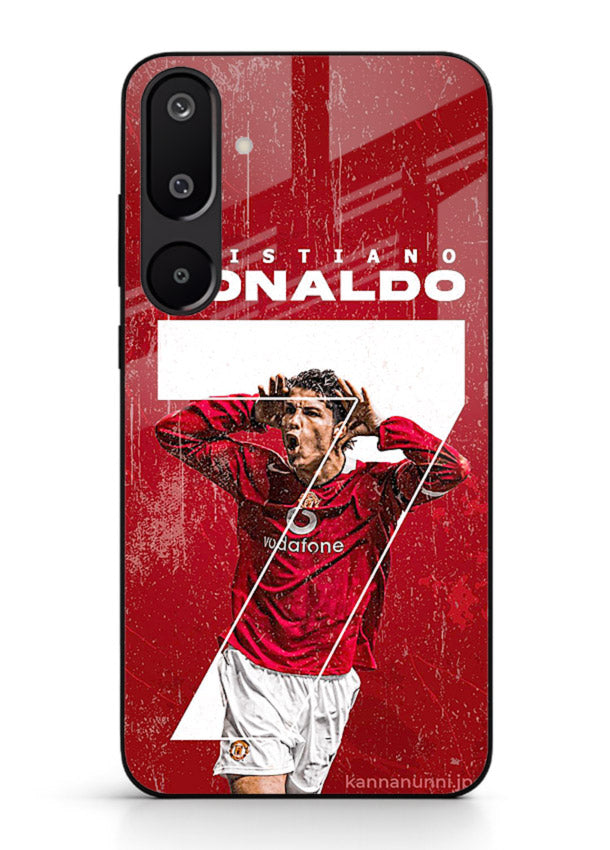 Red Ronaldo poster artwork on glossy tempered glass Samsung M16 5G back cover