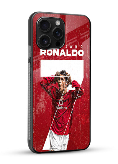 Red Ronaldo poster artwork on glossy tempered glass phone back cover - 2