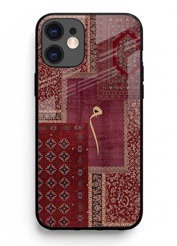 Red tapestry patchwork artwork printed on glossy tempered glass iPhone 11 back cover