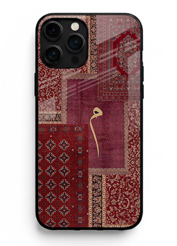 Red tapestry patchwork artwork printed on glossy tempered glass iPhone 11 Pro Max back cover