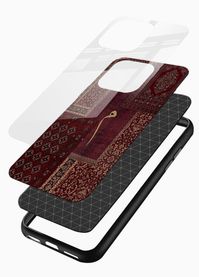 Red tapestry patchwork artwork printed on glossy tempered glass mobile cover - 3