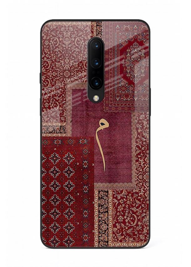 Red tapestry patchwork artwork printed on glossy tempered glass OnePlus 7 Pro back cover