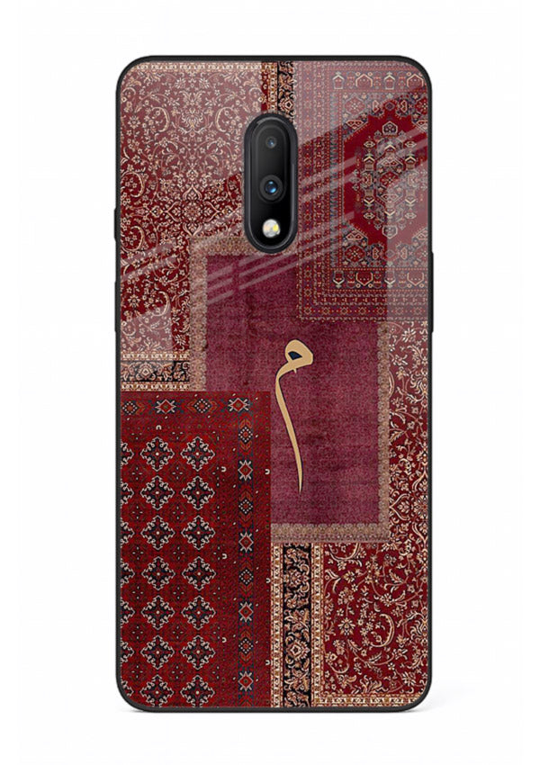 Red tapestry patchwork artwork printed on glossy tempered glass OnePlus 7 back cover