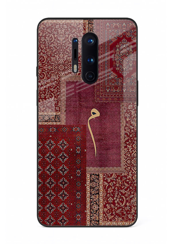 Red tapestry patchwork artwork printed on glossy tempered glass OnePlus 8 Pro back cover
