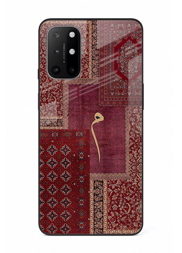 Red tapestry patchwork artwork printed on glossy tempered glass OnePlus 8T back cover