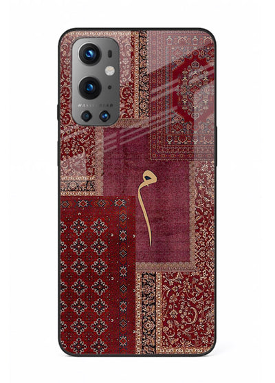 Red tapestry patchwork artwork printed on glossy tempered glass OnePlus 9 back cover