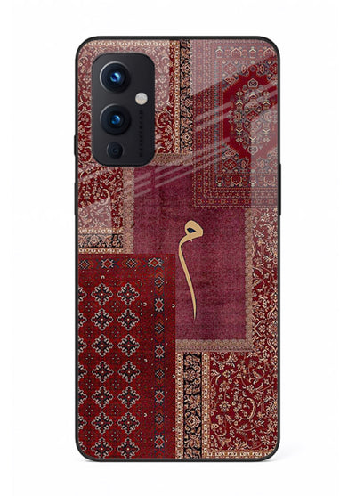 Red tapestry patchwork artwork printed on glossy tempered glass OnePlus 9 Pro back cover