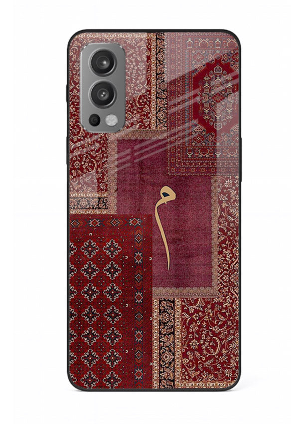 Red tapestry patchwork artwork printed on glossy tempered glass OnePlus Nord 2 back cover
