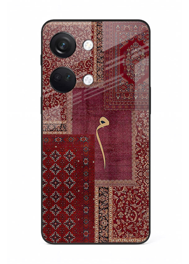 Red tapestry patchwork artwork printed on glossy tempered glass OnePlus Nord 3 back cover